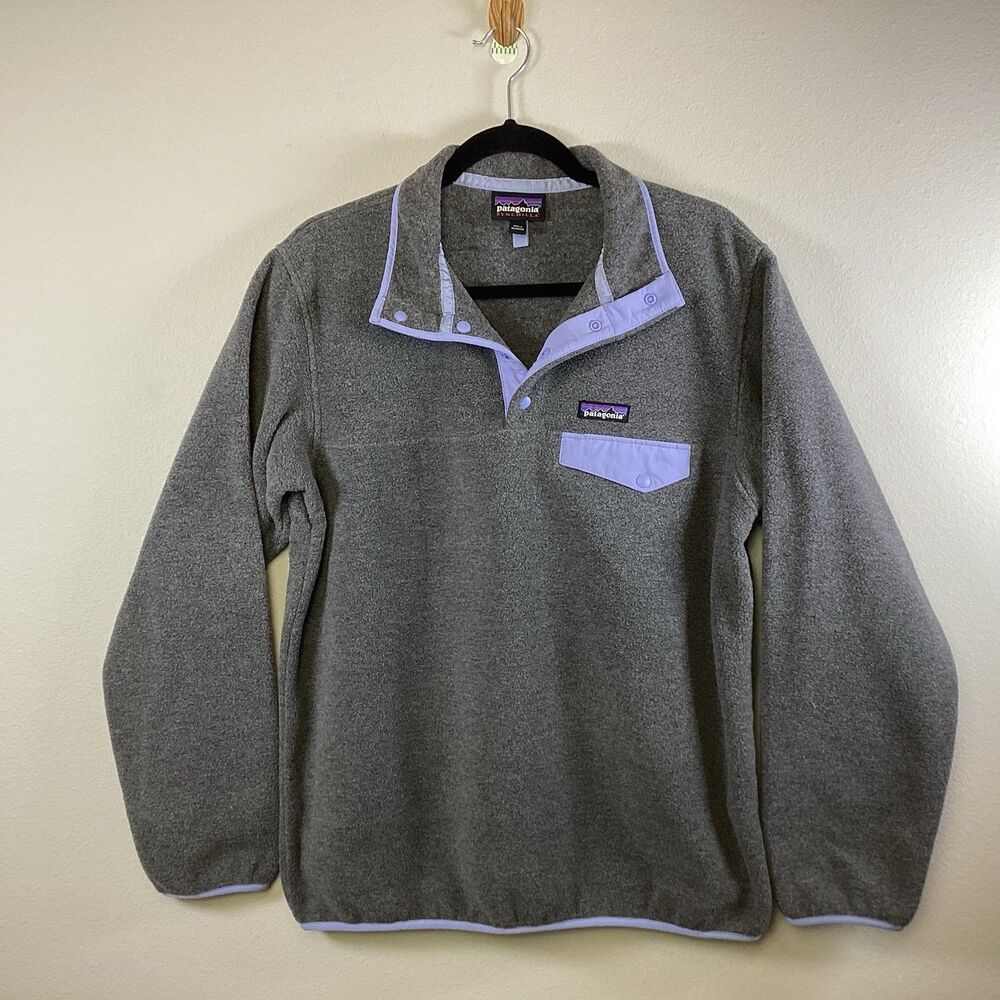 Patagonia Synchilla Snap T Fleece Women’s Pullover Jacket Gray Purple Large
